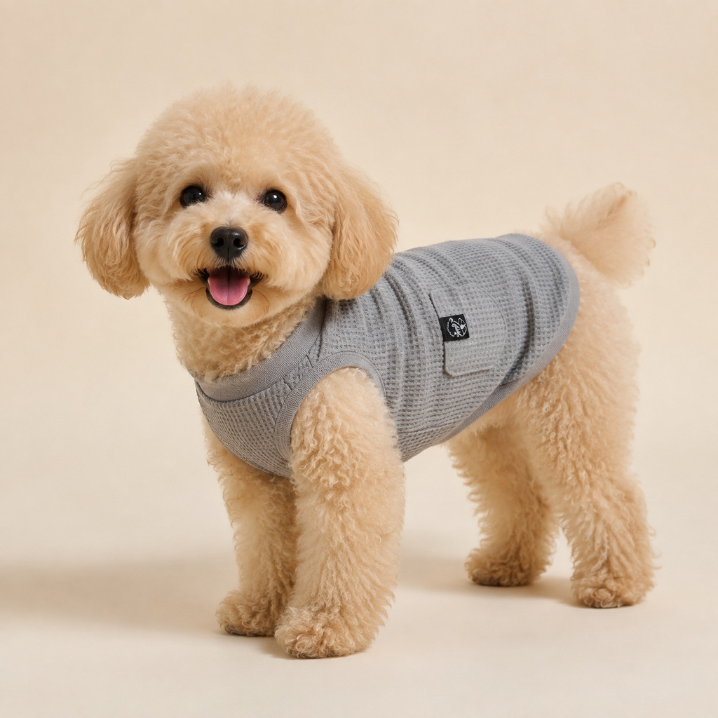 LIFE LIKE Dog Waffle Tank Top Gray