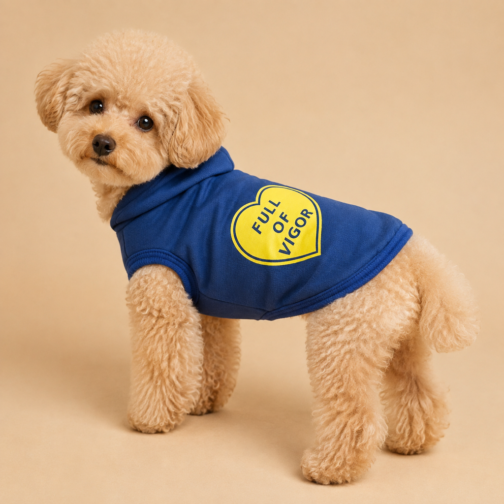【Full of vigor】Dog Hoodie, Blue