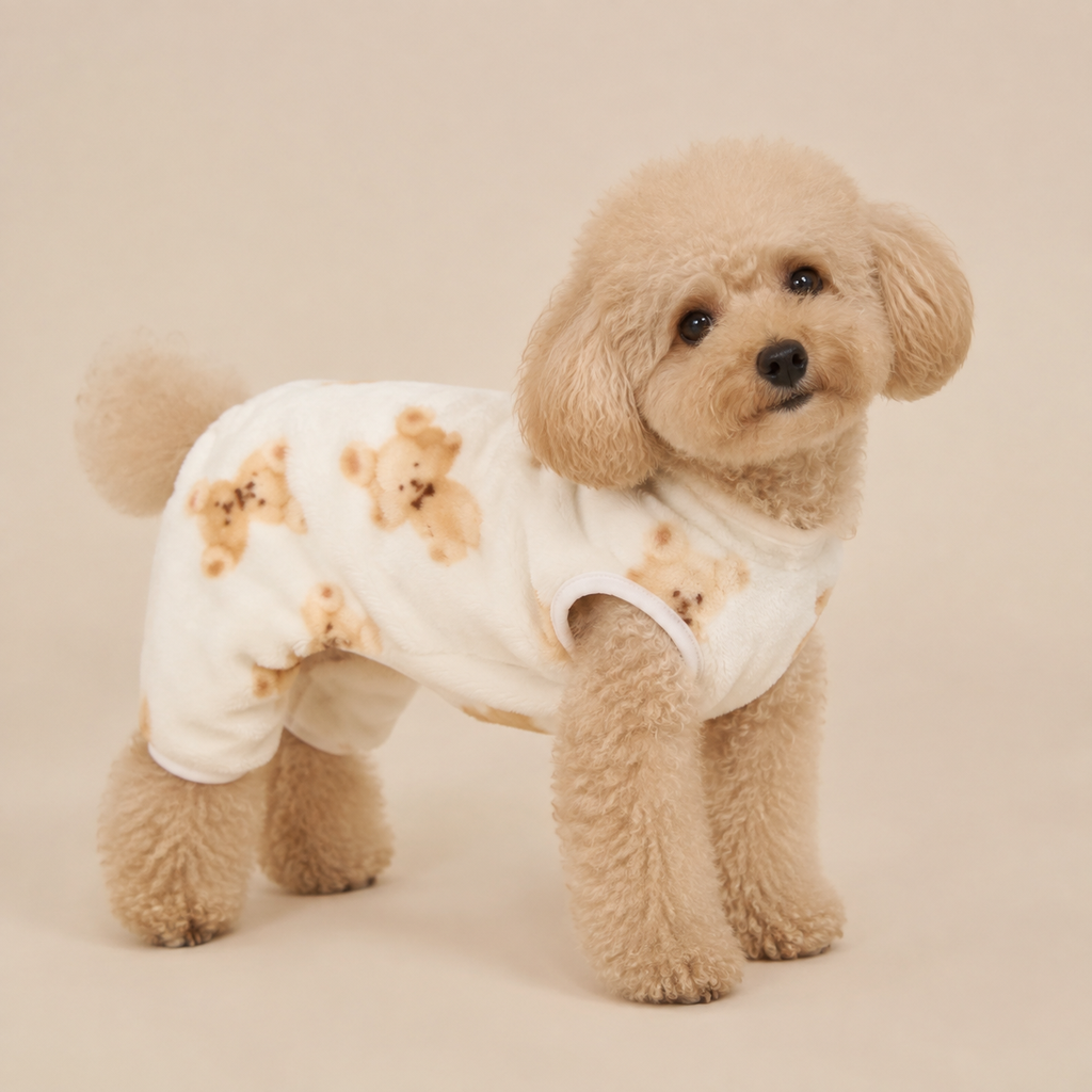 Pet Wear Fleece Vest Dog Wear M White Romper Cold-Weather Protection