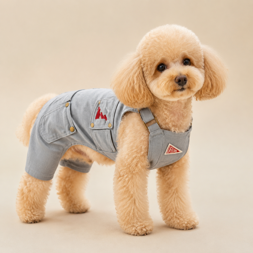 [Excellent Condition] LIFELIKE Dog Clothes Overalls 2L Gray