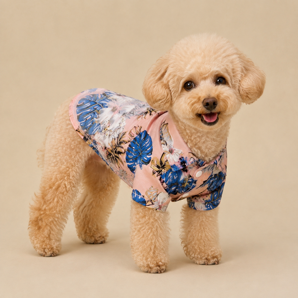 Pink Hawaiian Shirt for Dogs, Tropical Pattern